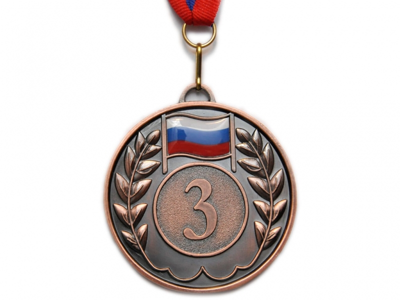 Медаль спортивная с лентой 3 место d - 6.5 см 5201-12