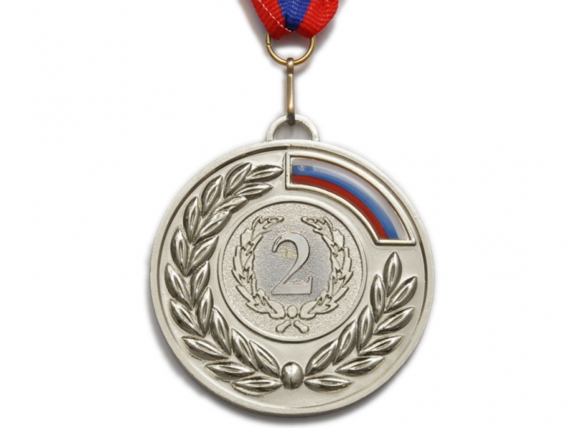 Медаль спортивная с лентой 2 место d - 6.5 см 5201-14