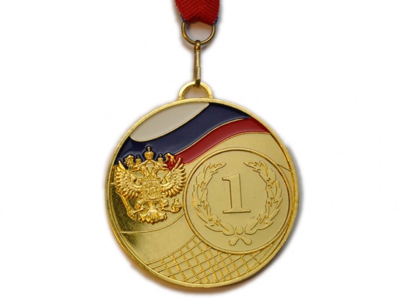 Медаль спортивная с лентой 1 место d - 6.5 см 1502-1