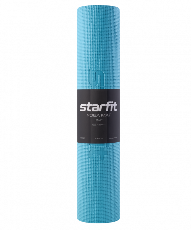 Коврик для йоги и фитнеса FM-101, PVC, 183x61x0.6 см, синий пастель, Starfit ЦБ-00001688