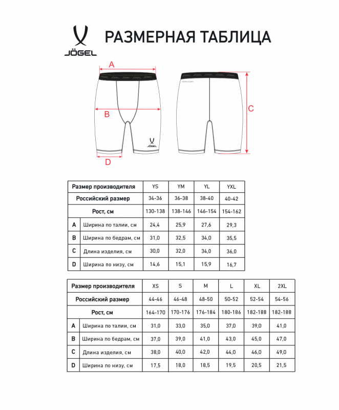 Шорты компрессионные JOGEL CAMP PerFormDRY Baselayer Shorts, красный, размер L ЦБ-00003984
