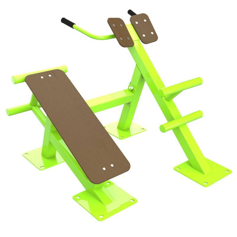 Уличный тренажер Скамья для пресса + гиперэкстензия ZAVODSPORTA F-1709