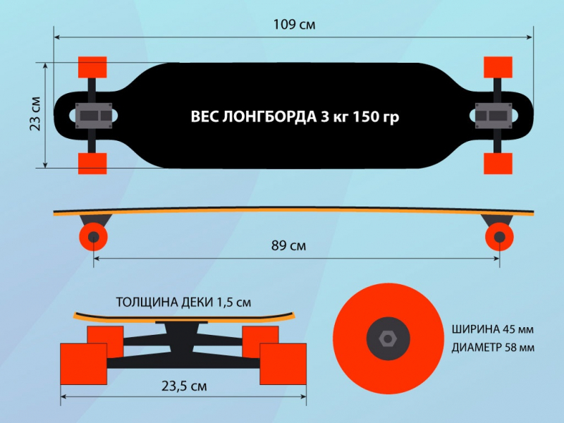 Лонгборд фрирайд WX-101 (волк)