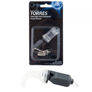 Свисток пластиковый без шарика TORRES, SS1026, шнурок с карабином в комплекте, черный