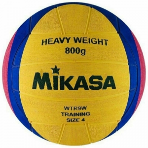 Мяч для водного поло MIKASA WTR9W размер 4, женский, резина, вес 800 г, окружность 65-67 см, желтый-синий-розовый