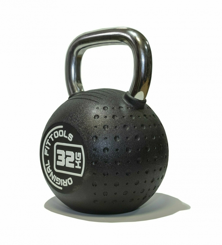 Гиря 32 кг с хромированной ручкой полиуретановая (CPU) Original FitTools FT-KB-CPU-32