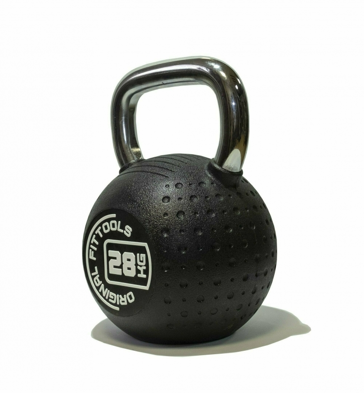 Гиря 28 кг с хромированной ручкой полиуретановая (CPU) Original FitTools FT-KB-CPU-28
