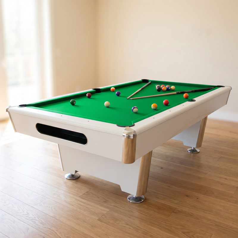 Бильярдный стол для пула Dynamic Billard "Triumph Plus" 7 футов (матово-белый) в комплекте, аксессуары и сукно