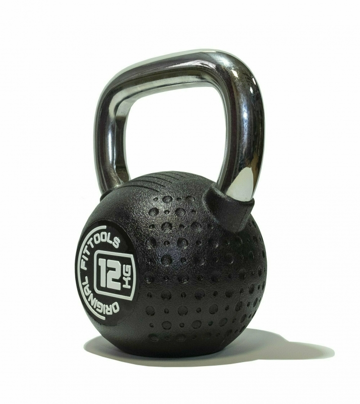Гиря 12 кг с хромированной ручкой полиуретановая (CPU) Original FitTools FT-KB-CPU-12