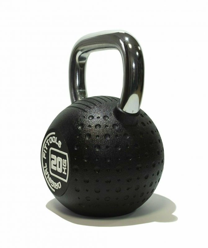 Гиря 20 кг с хромированной ручкой полиуретановая (CPU) Original FitTools FT-KB-CPU-20