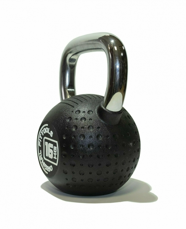 Гиря 16 кг с хромированной ручкой полиуретановая (CPU) Original FitTools FT-KB-CPU-16