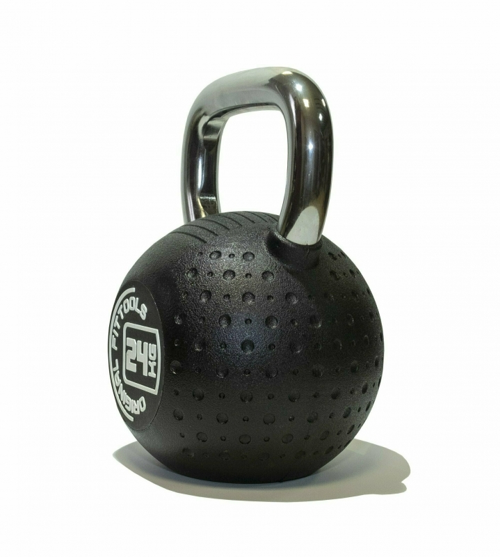 Гиря 24 кг с хромированной ручкой полиуретановая (CPU) Original FitTools FT-KB-CPU-24