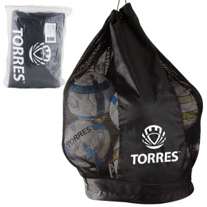 Сумка-баул для мячей TORRES, SB-5380-02, на 15 футб.мячей, шнурок с фиксатором, черная
