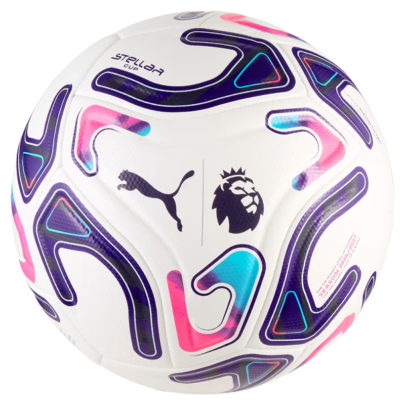 Мяч футб. PUMA Stellar Cup PL Reactivlity, 08511301, размер 5, 16 пан, ТПУ, маш.сшивка, бело-фиолет-розов