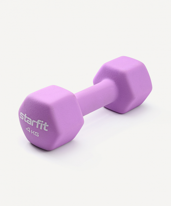 Гантель неопреновая DB-201 4 кг, фиолетовый пастель, Starfit ЦБ-00001430