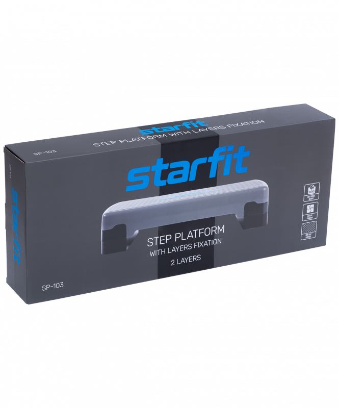 Степ-платформа фиксирующаяся SP-103 67.5х28.5х15 см, 2-х уровневая, Starfit УТ-00019258
