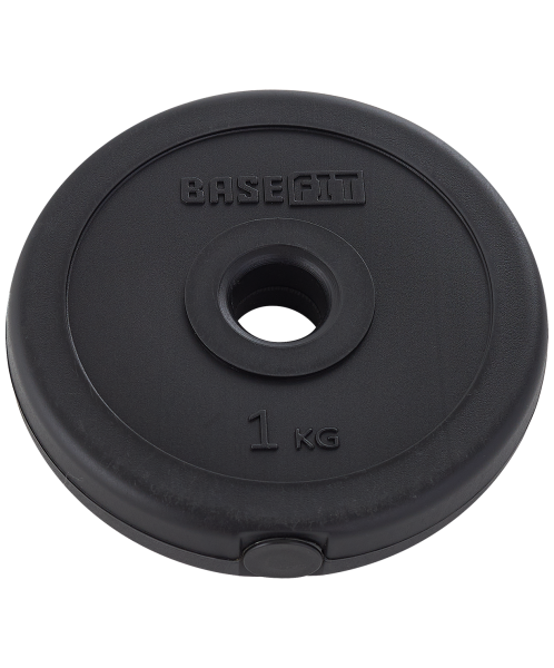 Диск пластиковый BB-203 1 кг, d=26 мм, черный, BASEFIT