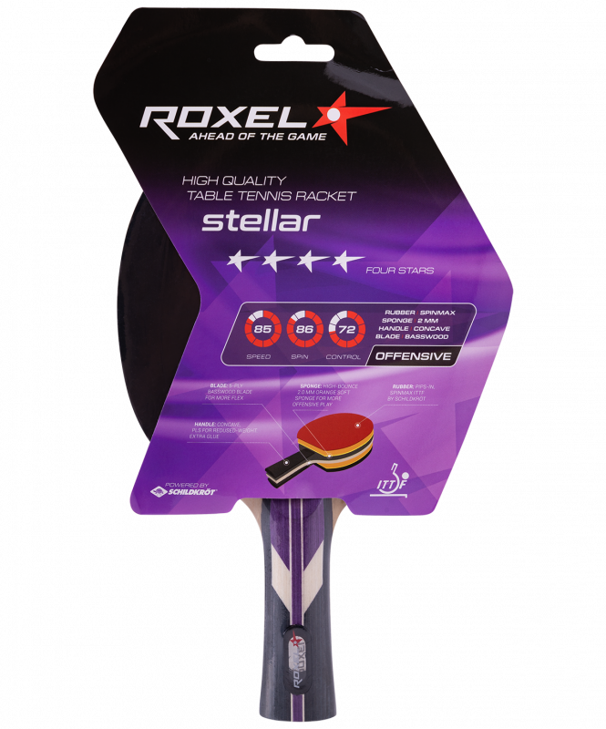 Ракетка для настольного тенниса 4* Stellar, коническая, Roxel УТ-00015358