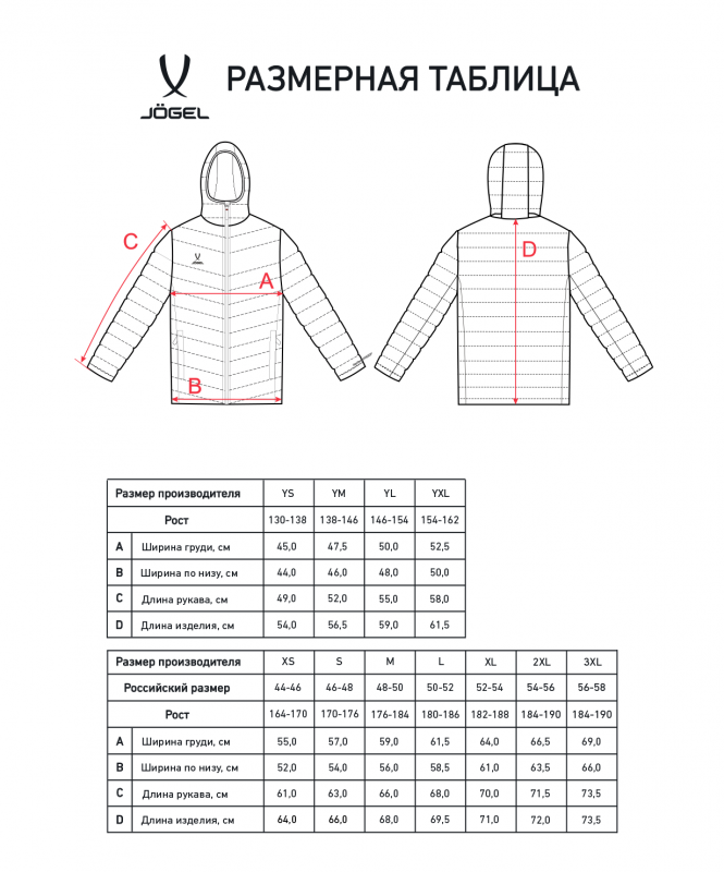 Куртка утепленная ESSENTIAL PerFormPROOF Light Padded Jacket, черный, размер XL, Jögel ЦБ-00003936