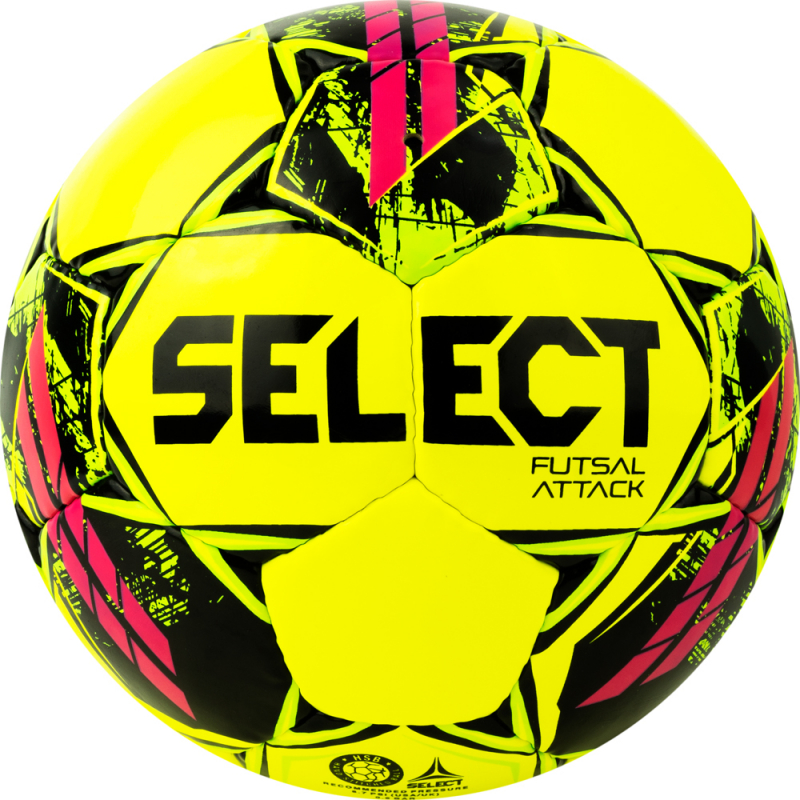 Мяч футзал. SELECT Futsal Attack V22, 1073460559, размер 4, 32п, ПУ, руч.сш, желто-зелено-розовый