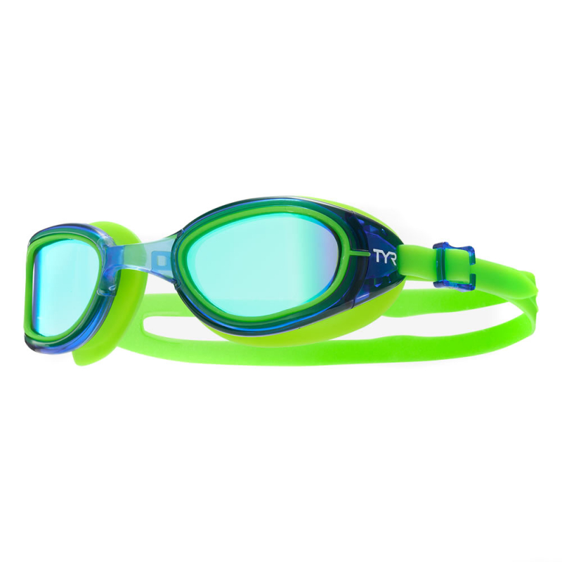Очки для плав. TYR Special Ops 2.0 Mirrored, LGSPL2M-323, World Aquatics, ЗЕРК.зел.линзы, синяя оправа