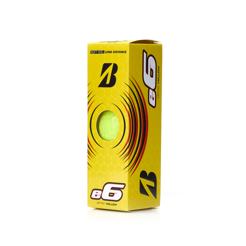 Мяч для гольфа Bridgestone e6 Yellow, BGB3EYX, 3 шт/уп, желтый