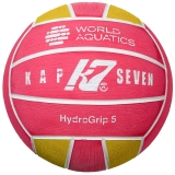Мяч для водного поло KAP7 HydroGrip World Aquatics, 98202 размер 5, муж., резина, 400-450гр, розов-желт-бел