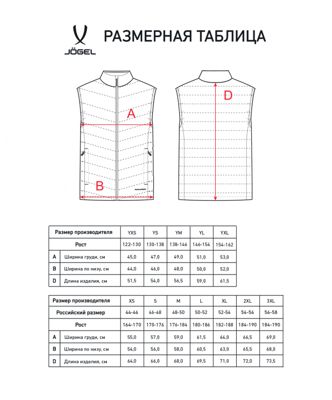 Жилет утепленный ESSENTIAL PerFormPROOF Light Padded Vest, черный, размер XL, Jögel ЦБ-00004131