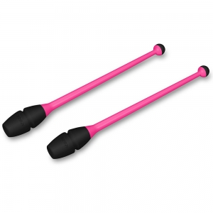 Булавы для художественной гимнастики INDIGO IN017, длина 36 см, пластик, каучук, вставляющиеся, розово-черные