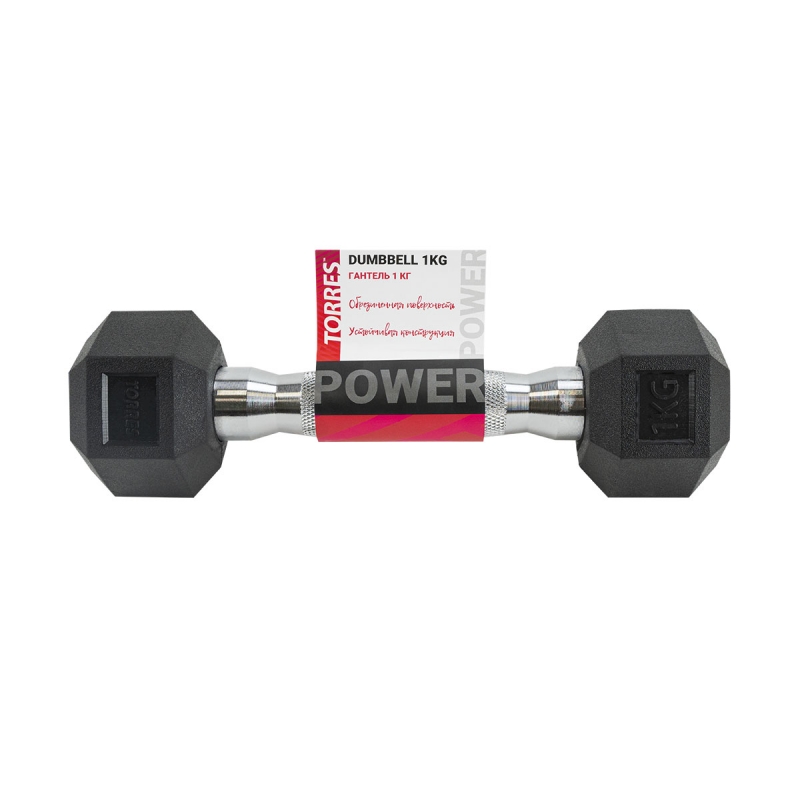 Гантель TORRES PL51901, вес 1 кг, 1 шт
