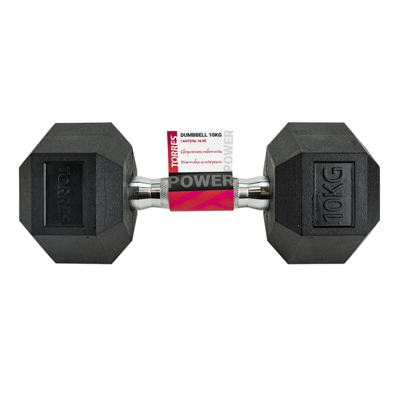 Гантель TORRES PL51910, вес 10 кг, 1 шт