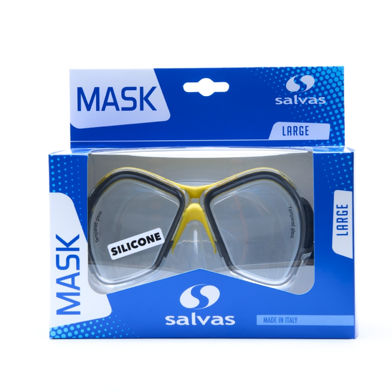Маска для плавания SALVAS Phoenix Mask CA520S2GYSTH, размер взрослый, серебристо-жёлтая