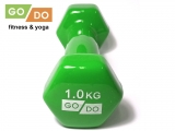 Гантель GO DO в виниловой оболочке. Вес 1 кг. (Зеленый)