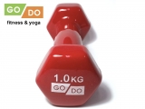 Гантель GO DO в виниловой оболочке. Вес 1 кг. (Красный)