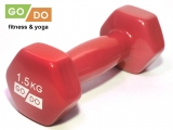 Гантель GO DO в виниловой оболочке. Вес 1.5 кг. (Красный)