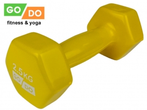 Гантель GO DO в виниловой оболочке. Вес 2.5 кг. (Жёлтый)