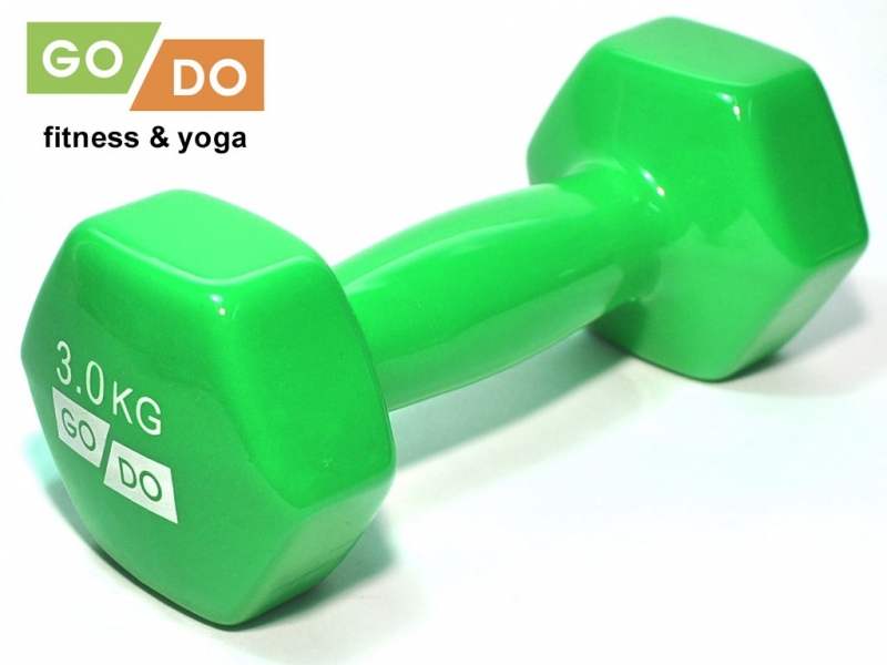 Гантель GO DO в виниловой оболочке. Вес 3 кг. (Зеленый)
