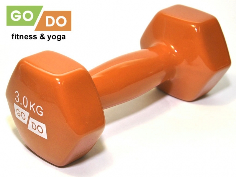 Гантель GO DO в виниловой оболочке. Вес 3 кг. (Оранжевый)