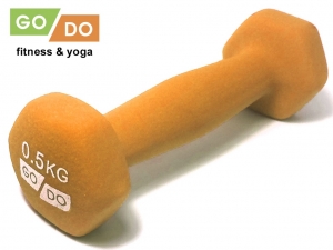 Гантель GO DO в виниловой матовой неопреновой оболочке. Вес 0.5 кг. (Оранжевый)