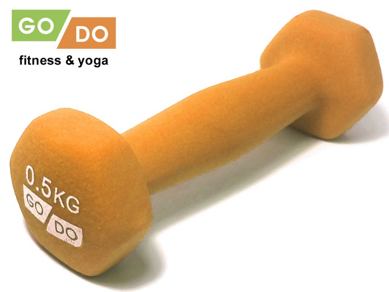 Гантель GO DO в виниловой матовой неопреновой оболочке. Вес 0.5 кг. (Оранжевый)