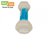 Гантель GO DO в виниловой матовой неопреновой оболочке. Вес 1 кг. (Белый)