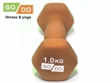 Гантель GO DO в виниловой матовой неопреновой оболочке. Вес 1 кг. (Оранжевый)
