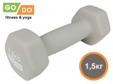 Гантель GO DO в виниловой матовой неопреновой оболочке. Вес 1.5 кг. (Белый)