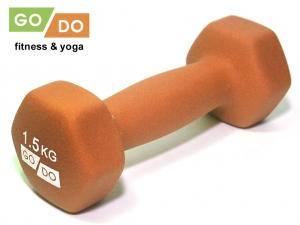 Гантель GO DO в виниловой матовой неопреновой оболочке. Вес 1.5 кг. (Оранжевый)