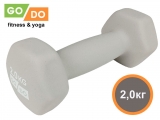 Гантель GO DO в виниловой матовой неопреновой оболочке. Вес 2 кг. (Белый)