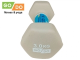 Гантель GO DO в виниловой матовой неопреновой оболочке. Вес 3 кг. (Белый)