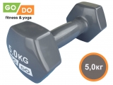 Гантель GO DO в виниловой оболочке. Вес 5 кг. (Серый)