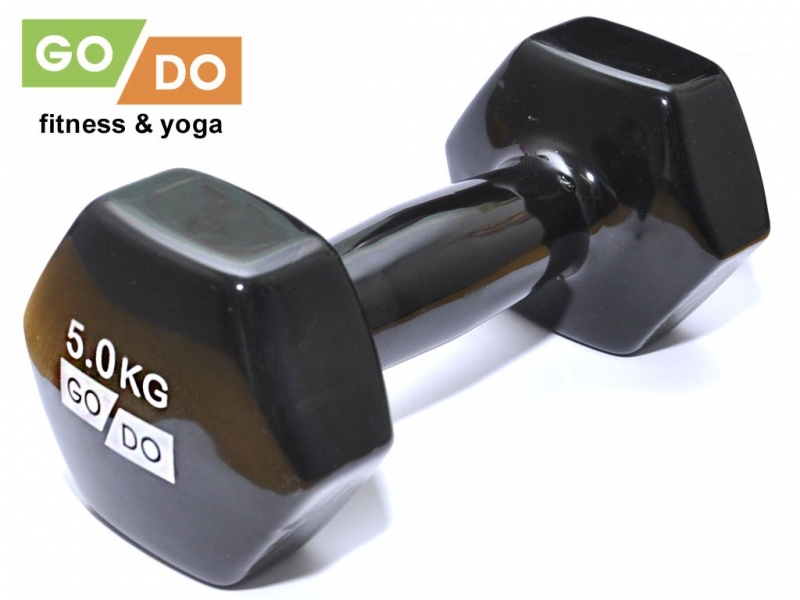 Гантель GO DO в виниловой оболочке. Вес 5 кг. (Чёрный)