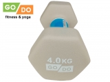 Гантель GO DO в виниловой матовой неопреновой оболочке. Вес 4 кг. (Белый)