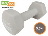 Гантель GO DO в виниловой матовой неопреновой оболочке. Вес 5 кг. (Белый)